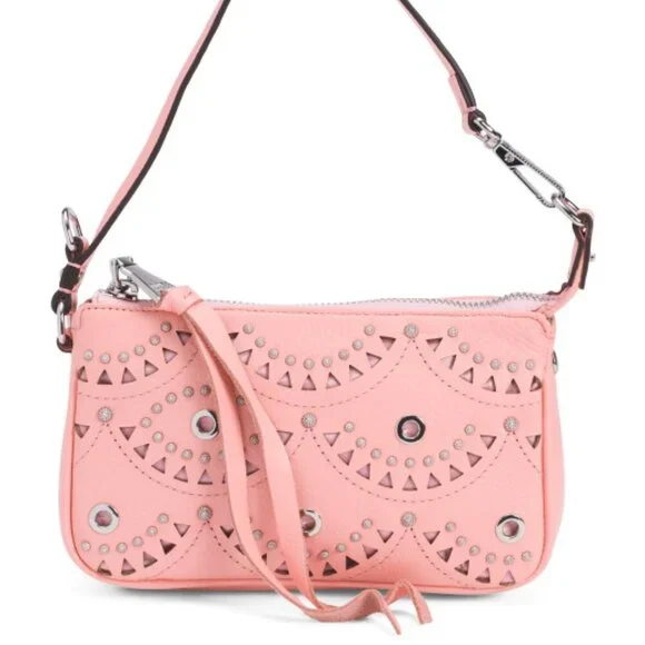 AIMEE KESTENBERG Pink Peach Fiery Laser Cut Leather Pouchette NWTS - Picture 2 of 13